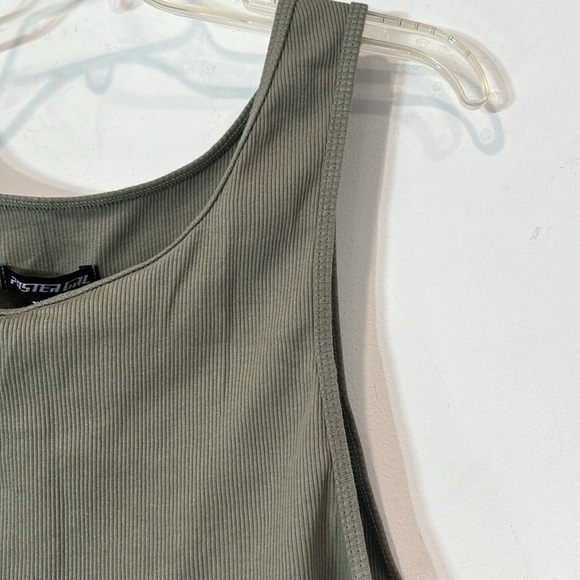 Poster Girl Ribbed Cropped Distressed raw hem tank top army green new w tag XXL - Picture 3 of 5